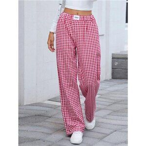 Plaid Wide Leg Casual Pants
